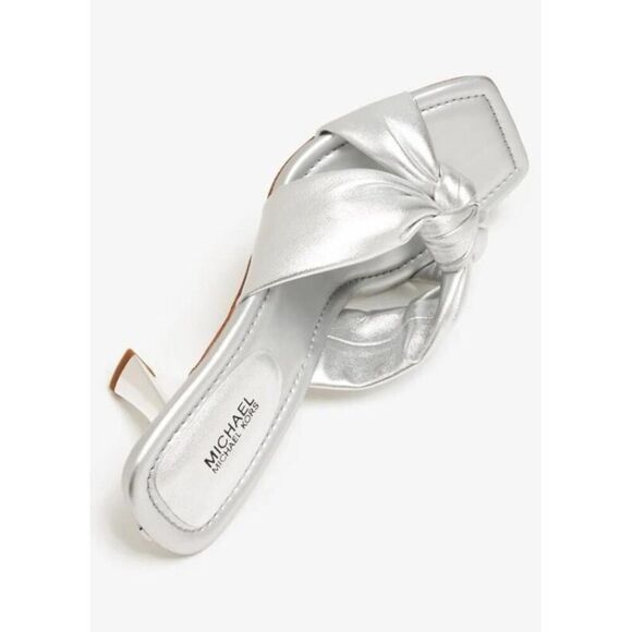 Michael Kors Elena 40S4ELHS1M Slide Women 10 Silver Knotted Strap Sandal ZPO1711 - Picture 10 of 14